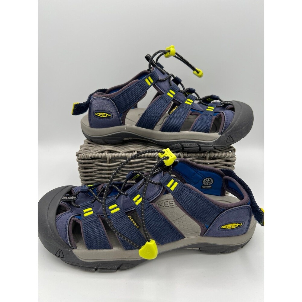 KEEN Newport Boundless Waterproof Sport Sandals Navy/Yellow Big Kids Size 6